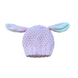 Toby & Me Bunny Ear Beanie Toddler Pink Excellent Knit Winter Hat SIZE 12-24M